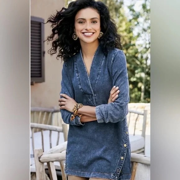 Soft Surroundings Tops - SOFT SURROUNDINGS ‘En Pointe’ Denim Knot Tunic Women’s Size PXS